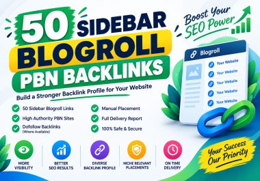 I Will Build 50 Premium Sidebar Blogroll PBN Backlinks.