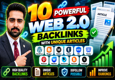 I will create 10 powerful Web 2.0 backlinks with unique articles