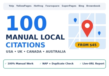 Manually Build 100 Top Local Citations For USA UK CA AU With Full White-Label Report