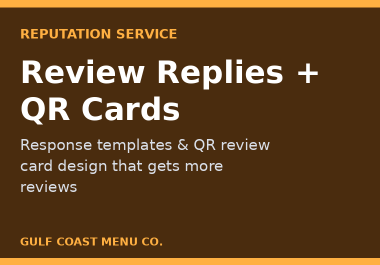 Review response templates + QR review card design