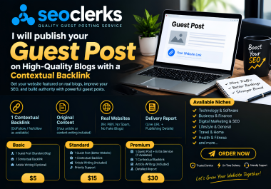 I will publish your guest post on quality blogs with a contextual backlink