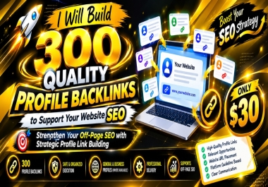 I Will Build 300 Quality Profile Backlinks to Support Your Website SEO