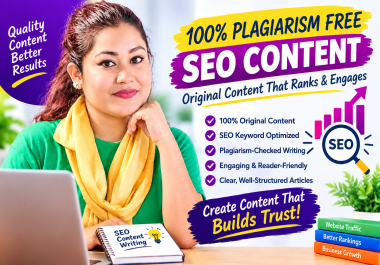 I will write 100 original plagiarism-free SEO articles and blog content