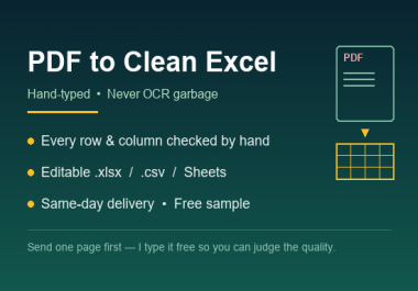 I will convert PDF,  scanned documents and images into a clean Excel spreadsheet
