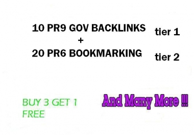 Dofollow 2 Tier Link Pyramid using 10PR9 Gov Domains with 20 PR6 Social Bookmarks