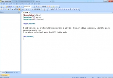 Transcribe, convert and create. pdf files using LaTeX