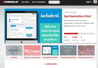Add 25 supporters on Thunderclap campaign and promote