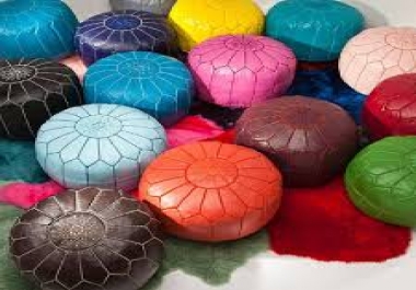 Ottoman footstool Poof Moroccan HandMade Leather FREE SHIPPING