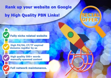 Rank up your website on Google by High Quality NINJA PBN Links.